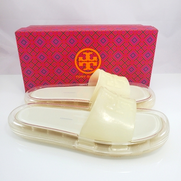 NWT$188 Tory Burch Bubble Jelly Pool Slide Sandals in Ivory Sz 8 - Picture 2 of 10